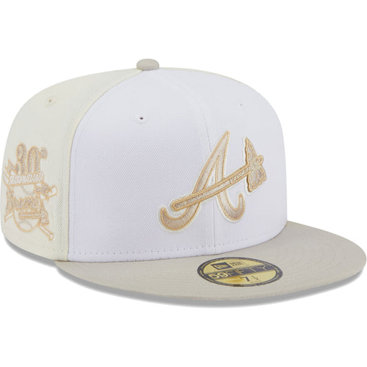 Atlanta Braves New Era Chrome Anniversary 59FIFTY Fitted Hat - Cream/Stone